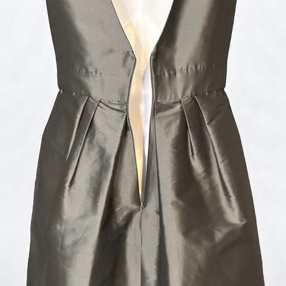 Vintage LAZARO Sleeveless Cocktail Dress Sz 10 Satin Jeweled Wedding Pewter Gray - Picture 10 of 15